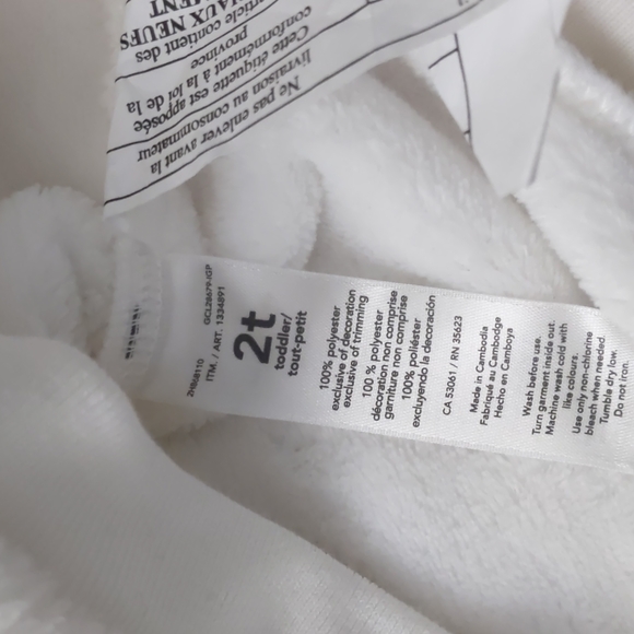 NEW with Tags Carter's White Polar Bear Fleece Hoodie  2T - Picture 9 of 9